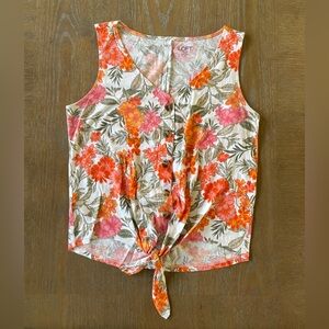 Loft Outlet Floral, Front Tye Tank Top. Woman’s:SP.  Vacation, Tropical, Resort